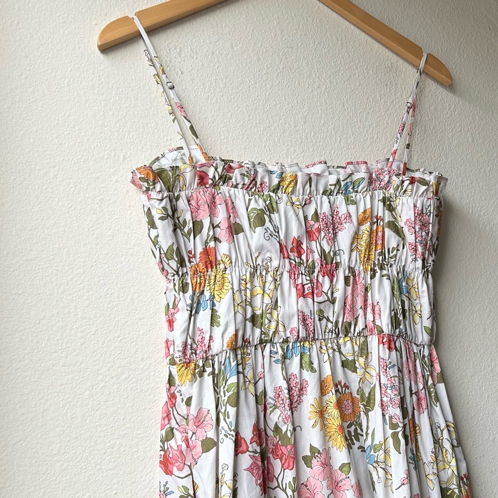 COCO SHOP Multi Floral Shirred Pocket Spaghetti Strap Maxi Dress Sz S - Picture 8 of 13